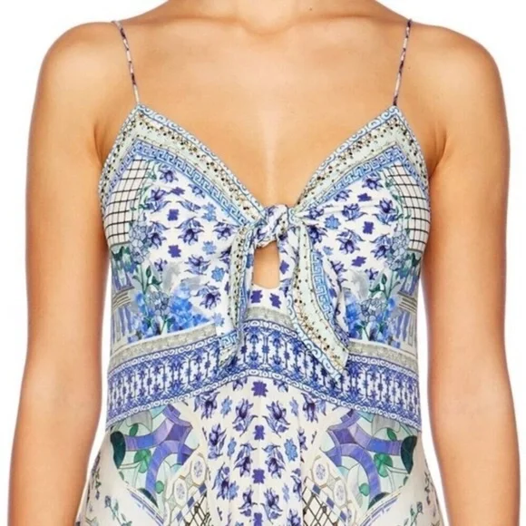 Camilla Salvador Summer Long Silk Maxi Dress‎ With Tie Front Size Small - Picture 14 of 16